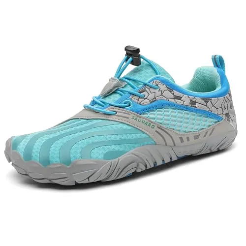 SAGUARO Niños Niño Niña Zapatillas Barefoot Zapatos Minimalistas Transpirables Calzado Barefoot Antideslizante Zapatillas de Trail Running Azul,Gr.30