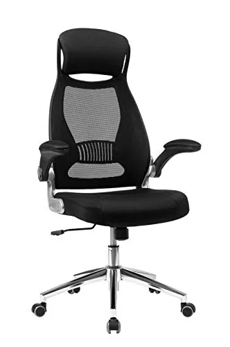 SONGMICS Silla de Escritorio de Malla, con Reposacabezas, Altura Ajustable