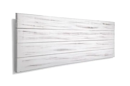 SUENOSZZZ-ESPECIALISTAS DEL DESCANSO Cabecero de Cama de Madera TREVINCA Color Blanco Vintage para Pared. Cabecero de Tablas Horizontales. Estilo Vintage, para Camas de 150