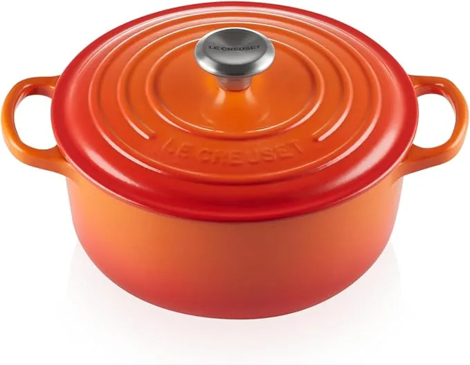 Le Creuset Cocotte redonda de hierro fundido, 20 cm, 2, 4 L, Todas Las Fuentes de Calor incluso inducción, Volcanico, 21177200902430