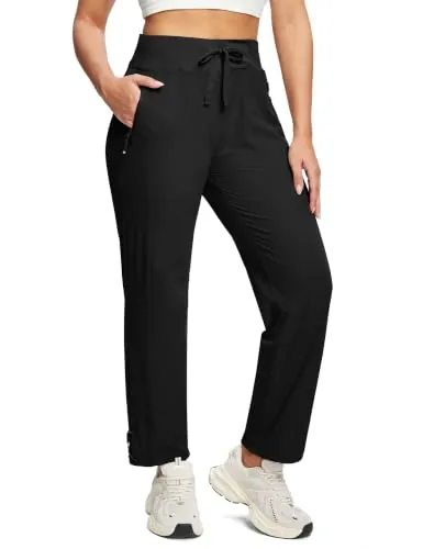 MoFiz Pantalones Trekking Mujer UPF50+ Pantalón Cargo Senderismo Antarrugas | Resistente a las salpicaduras, 3 bolsillos con cremallera, cintura elástica con cordón ajustable y bajos ajustables