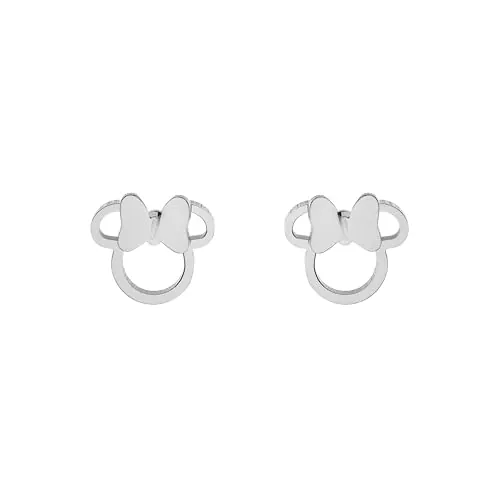 Disney Minnie Pendientes para niña de acero inoxidable, talla única, Joyas Disney