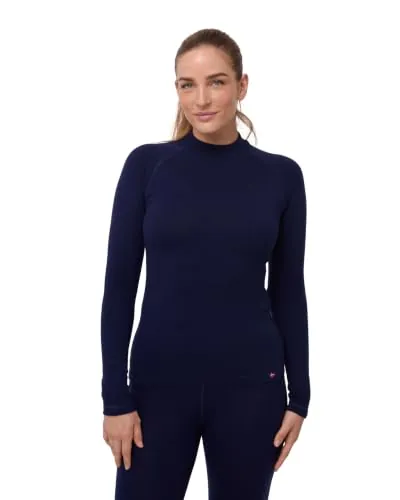 DANISH ENDURANCE Camiseta Térmica de Lana Merino para Mujer, Azul Marino, M