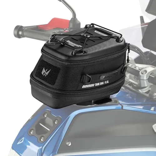 Rhinowalk Bolsa de depósito para moto 5 L-6,5 L con fuerte liberación rápida magnética, bolsa de depósito magnética con cubierta impermeable, apta para Harley Davidson, Indian, Honda, Yamaha, Suzuki y