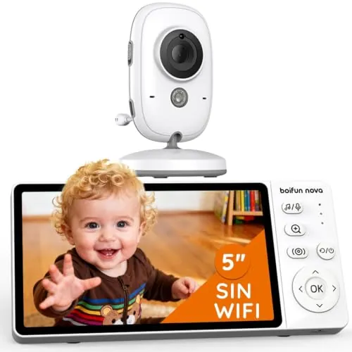 2026 5" Camara Vigilancia Bebe, sin WiFi, IPS 1080P, Conexión Privada