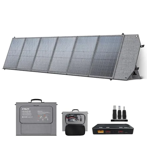 CTOLITY Panel solar plegable 200W IP65 impermeable, Kit de paneles solares, compacto y ligero, cargador solar portátil para RV, portátil, generador solar, furgoneta, camping fuera de la red