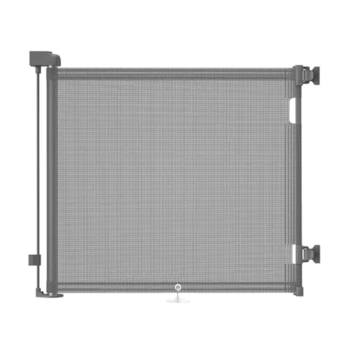 Puerta Seguridad Bebé Extensibles, Barrera Seguridad Nños y Perros, 0-150 cm Retráctil Vallas para Escaleras y Pasillos, Interiores y Exteriores