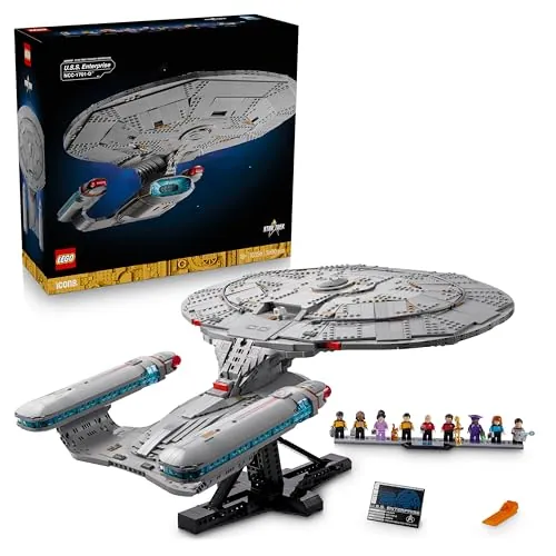 LEGO Icons Star Trek: U.S.S. Enterprise NCC-1701-D Maqueta para Adultos - Naves Auxiliares, Módulo Separable y 9 Minifiguras Inc. Jean-Luc Picard y William Riker - Regalo para Hombres y Mujeres 10356