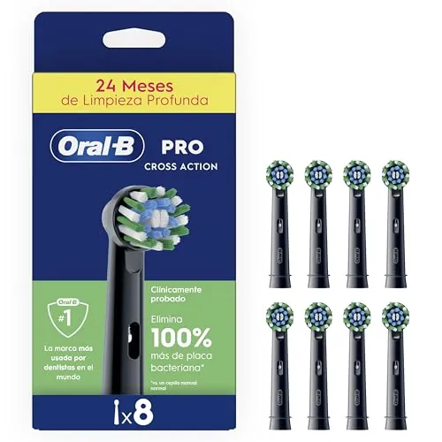 Oral-B Pro CrossAction Cabezales de Recambio Originales, Negros, Pack de 8