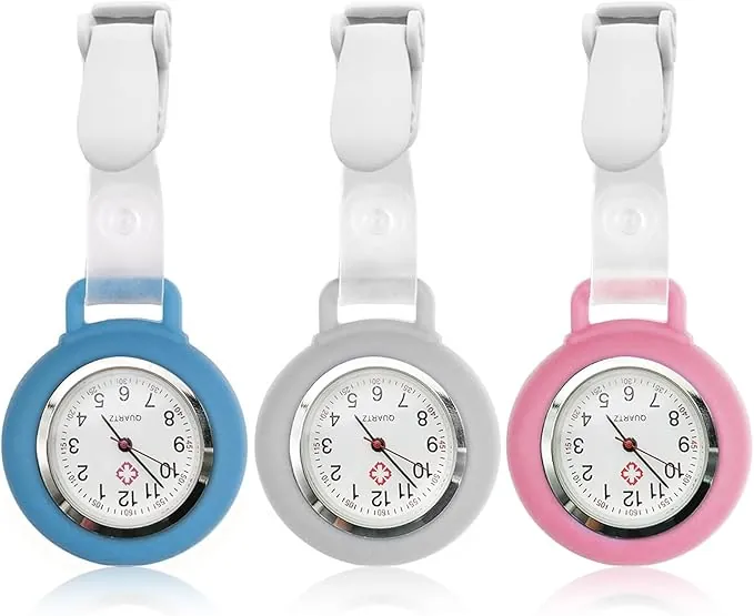 HOSPAOP Reloj de enfermera con clip, reloj de enfermera, analógico, movimiento de cuarzo, reloj de bolsillo, reloj de bolsillo de silicona, para mujeres, hombres, enfermeras, médicos, accesorios