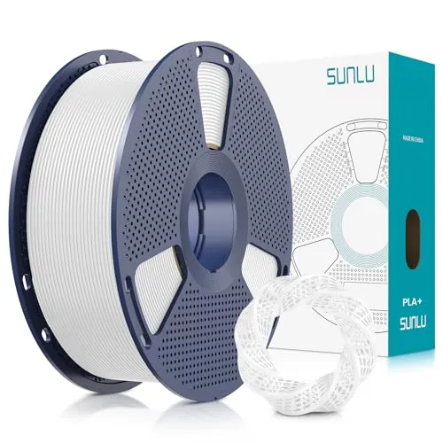 SUNLU Filamento PLA+ 1.75 mm, Filamento para impresora 3D PLA Plus 1KG，Mejora de la resistencia,Neatly Wound, Filamento de impresión 3d PLA+, Precisión dimensional +/- 0.02mm, Blanco