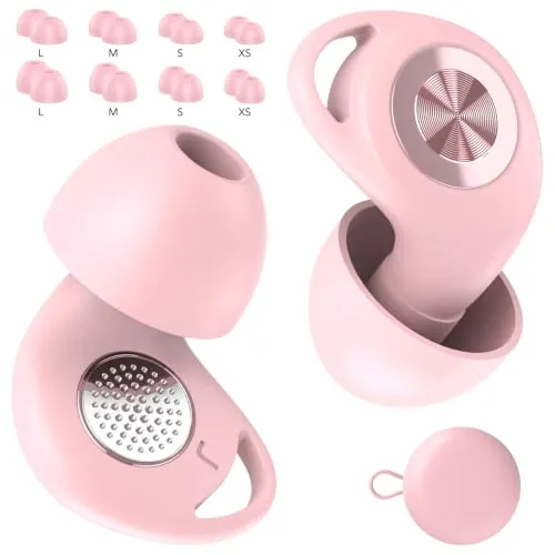 Tapones Oidos Ruido Dormir,Tapones Oidos Cancelacion de Ruido Protección Auditiva para Dormir/Concentración/Conciertos, con 8 Reutilizable Puntas y Estuche, Rosa