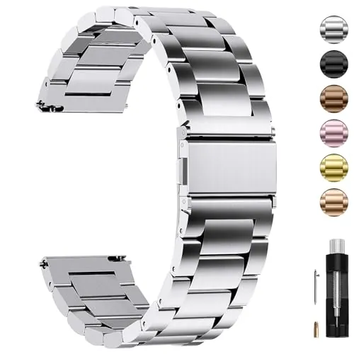 Fullmosa Correa de Reloj Para 22mm 20mm 18mm 24mm 16mm 19mm,Correa Metal Liberación Rápida,Pulsera Reloj de Acero Inoxidable para Hombres y Mujeres