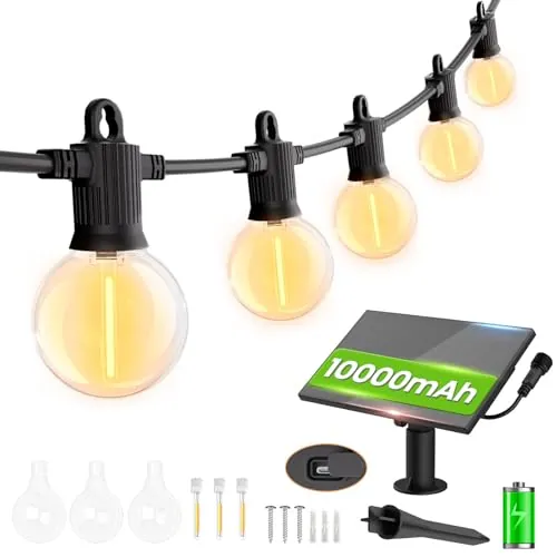 ZOTOYI Guirnaldas de Luces Exterior Solar 45m/150ft, ip65 Solares Exterior Jardin LED Cadena de Luz con 60 + 3 Inastillable Bombillas, 4 Modos Luces Exterior Impermeable Terraza Exterior para Jardín