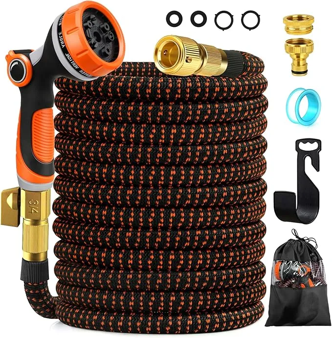Edonkvi Manguera Jardin Extensible 30 Metros, Mangeras Jardineria Flexible con 10 Funciones Pistola, Boquilla Manguera Terraza Retractil Con 3/4" 1/2" Conector, Garden Hose Riego Conectores Accesorios