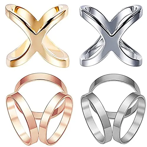 4 piezas de seda bufanda hebilla Clip, hebilla moda bufanda Clip, bufanda de aleación bucle, diseño geométrico, para diferentes mujeres decorar y embellecer Bufandas de seda adecuado, Metal