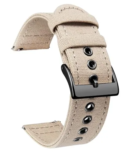 BINLUN Correas de Reloj de Lona de Liberación Rápida Correa Reloj de Tela 18mm 20mm 22mm 24mm Reemplazo Correas para Relojes de Hombre y Mujer con Hebilla Plateada/Negra