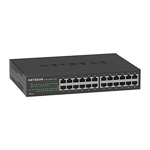 NETGEAR Switch Gigabit Ethernet no gestionable de 24 Puertos (GS324) | Montaje en sobremesa, Mural o Bastidor | Funcionamiento silencioso