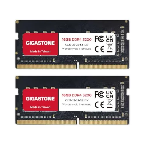 【DDR4 RAM Solo portátil】 GIGASTONE 32GB Kit(2x16GB) DDR4 3200MHz(2933MHz or 2666MHz) PC4-25600(PC4-23400, 21300) CL22 1.2V SODIMM 260pin Memoria portátil sin búfer, sin ECC, Alto Rendimiento