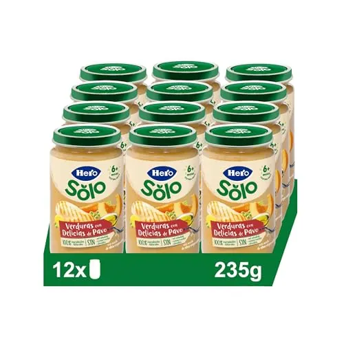 Hero Solo Tarritos Verdura con Delicias de Pavo Desde 6 Meses, 12 x 235 g | Menú infantil casero, Listo para calentar y servir, Baby, Sin aceite de palma, Sin sal añadida, Ingredientes naturales