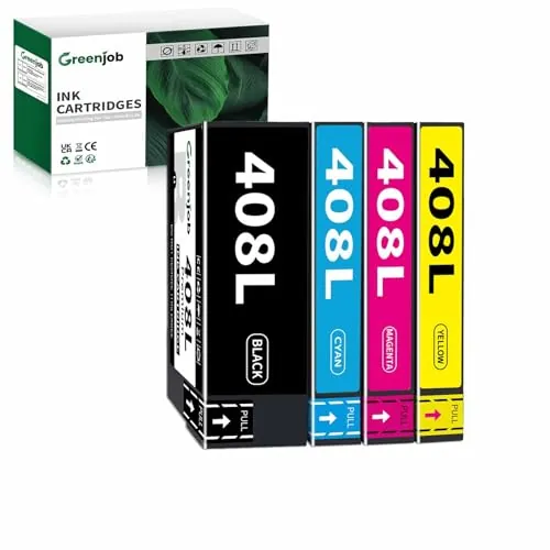 Greenjob 408L Cartucho de Tinta Compatible con Epson 408L 408 XL para Workforce Pro WF-C4310 WF-C4810 WF-C4310DW WF-C4810DTWF WFC4310 WFC4810 (4 Paquetes)