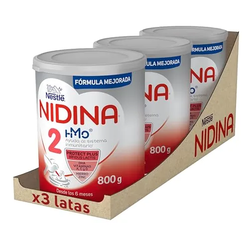 Nestlé NIDINA 2 Leche De Continuación en polvo para bebés a partir de los 6 meses, 3 x 800g