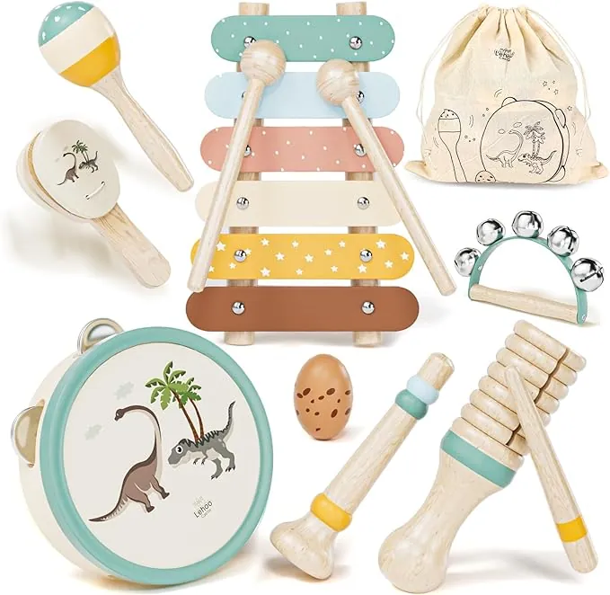 Lehoo Castle Juguetes Niños Instrumentos Musicales Juguetes Madera para Bebes Xilófono Tambor Juguetes Montessori Educación Regalos Niños Niña 1 2 3 Años