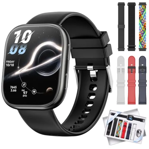Mingtawn Reloj Inteligente Hombre Mujer con 7 Correas, 1.83" Smartwatch con Bluetooth Llamada, 100+ Modos Deportivos, Monitor Pulsometro/SpO2/Sueño, Relojes Inteligentes para Android iOS