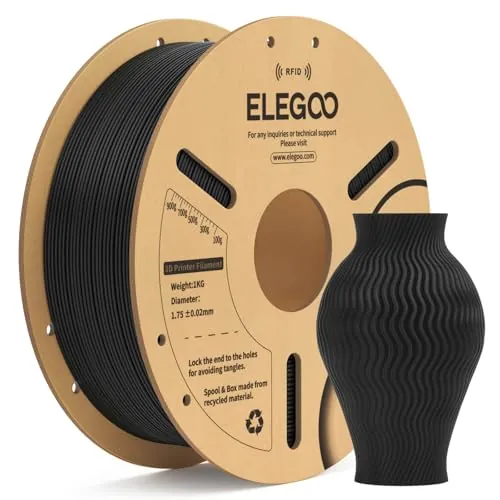 ELEGOO RFID Filamento PLA 1.75mm Negro 1KG | Precisión Dimensional +/- 0.02mm, Carrete de Filamento 3D, para Mayoría Impresoras 3D