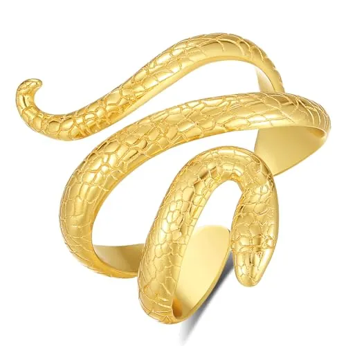 INFUSEU Anillo Serpiente para Mujer, Joyería Trenzada Serpiente Mística Patrón Plata De Ley 925 Ajustables 7-8 18K Oro Anillos Vintage Por Pulgar Regalo para Hombres Mujeres