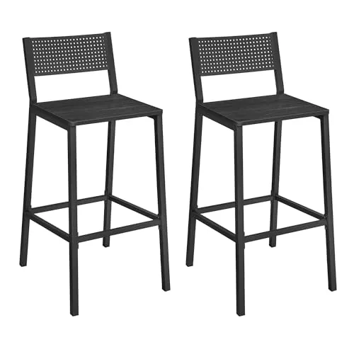 VASAGLE Taburete de Bar, Juego de 2, Taburetes Altos de Cocina