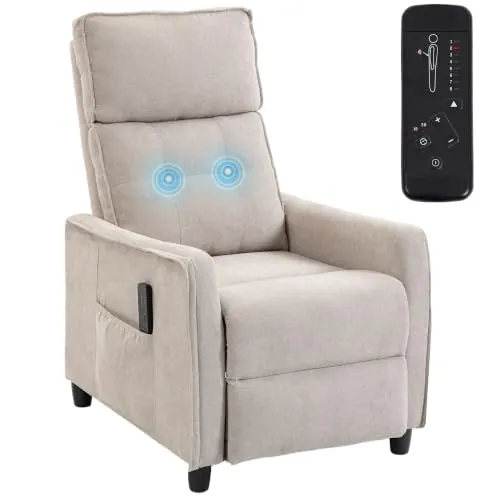 HOMCOM Sillón de Masaje Relax Reclinable 160° con Mando 69x93x104 cm Crema