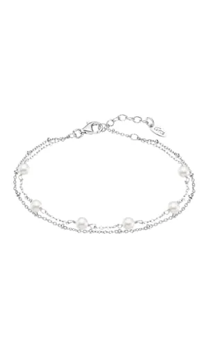 LOTUS SILVER Pulsera Plata Mujer LP3477-2/1 de Primera Ley 925 ml Perlas - Sofisticado Brazalete con Pulido y Acabado Refinado - Ideal para Regalo de Cumpleaños - Aniversario - Ocasiones Especiales