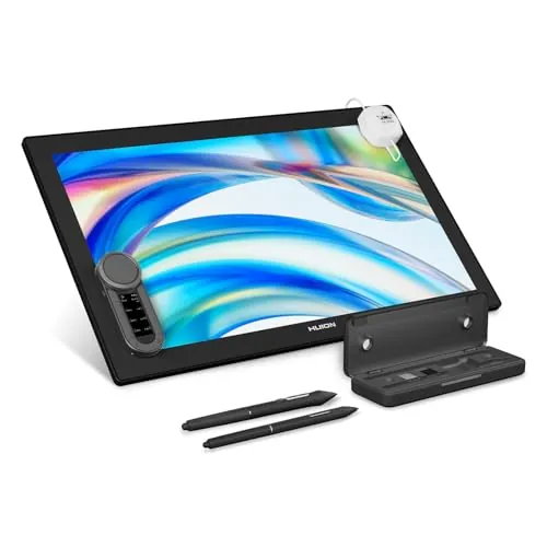HUION KAMVAS Pro 24 (Gen 3) Tableta Gráfica con Pantalla Táctil 4K UHD, Lápiz 16384 Niveles De Presión, PenTech 4.0, 99% Adobe RGB, Keydial Inalámbrico, 23.8 Pulgadas
