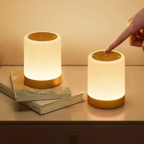 NIWOHOM 2pcs Lamparas de Mesita de Noche, 256 RGB Color y 5 Modos