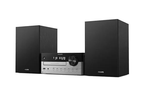 Philips TAM4205M2 Sistema Micro Hi-Fi – 80W, Altavoces con Bass Reflex, CD, FM, USB, Entrada Audio, Bluetooth 5.4, Auracast, Control de Sonido Digital, Mando a Distancia, Embalaje Ecológico