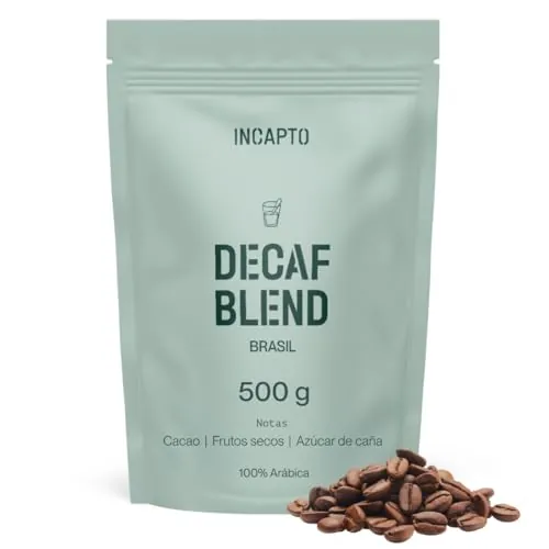 Incapto Café Descafeinado de Especialidad en Grano 500g | Selección de cafés 100% Arábica de Brasil | Proceso Swiss Water - Descafeinización Natural al Agua | Decaf