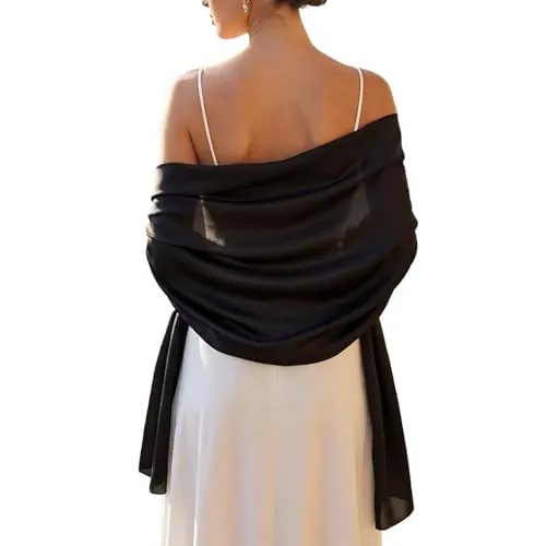 RIIQIICHY Chal de Gasa para Boda – Chal de Fiesta Negro Elegante,Bufanda mujer y fulares para Mujer, Pashmina de Verano, Perfecto para Primavera