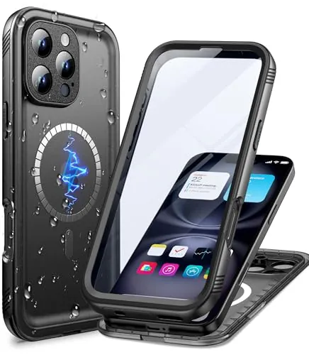 Cozycase Top Funda 360 Antigolpes Impermeable para iPhone 16 Pro, Negro
