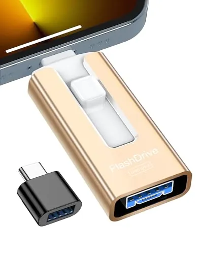 GNASEET 256GB Memoria Externa para Phone y Android, USB 3.0, Dorado
