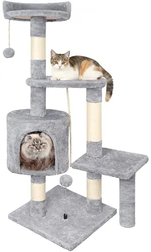 Rascador para Gatos,Árbol Rascador de 112 cm y múltiples Niveles Estable