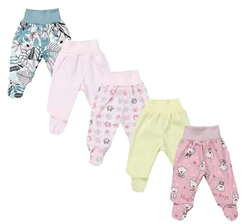 TupTam Pantalón con Pies de Bebé NIños NIña Pack de 5, Niña 4, 56