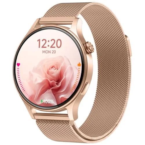 Reloj Inteligente para Mujer con Llamada Bluetooth 5.3, Smartwatch 1.32" AMOLED para Android iOS, podómetro con 110+ Deportes y 3ATM Pulsera Fitness con Monitor de sueño/SpO2