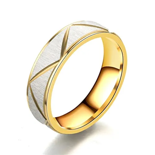 YAHOYA 4/6MM Anillo de Acero Inoxidable de Titanio de Oro para Hombres Mujeres Alianzas de Boda Anillos de Ranura de Moda Joyería Tamaño de EE. UU.