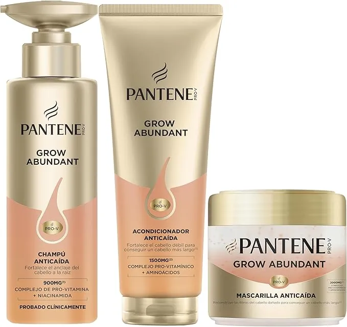Pantene Grow Abundant Sérum Anticaída para el Cuero Cabelludo 60ml + Champú Anticaída 290ml + Acondicionador Anticaída 250ml Para Un Cabello Más Grueso, Largo y Denso. Mayor Densidad, Reduce La Caída