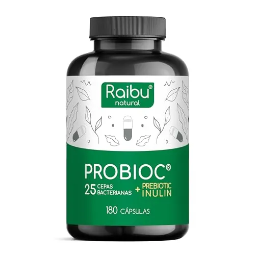 Probióticos y Prebióticos Intestinales con 25 Cepas Bacterianas + Inulina, 180 Cápsulas - 60 Mil Millones de UFC: Flora Intestinal Completa - Lactobacillus, Bifidobacterium, Máxima Concentración