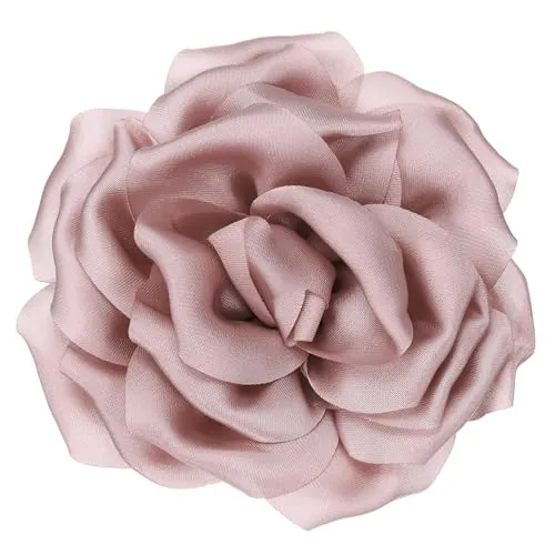PATIKIL Broche de Seda Satinada con Flor de 4", Gran Broche de Solapa Floral de Peonía para Fiestas de Cumpleaños, Bailes, Banquetes, Decoración de Ropa, Sombreros Bolsos, Rosa