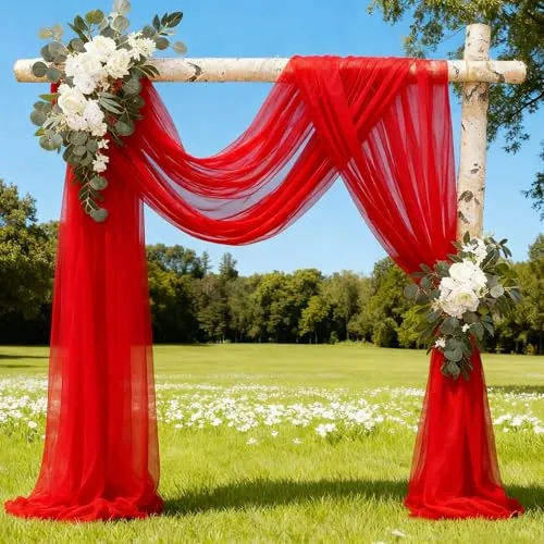 Alaoo Tela de Tul Suave, Poliéster Tule Tela Tul, 5 M x 160 CM, Rojo | Cortina de tul decorativa para fotos, decoración de boda, arco, ceremonia, fotografía, fiesta
