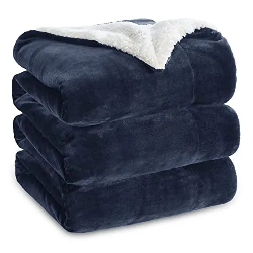 Bedsure Manta Sofá Polar Invierno - Sherpa, Azul Marino, 220x240 cm