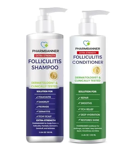 PHARMBANNER Juego de champú y acondicionador para el cuero cabelludo con aceite de árbol de té y aceite de argán, cuidado diario para cuero cabelludo seco y escamoso y depósitos